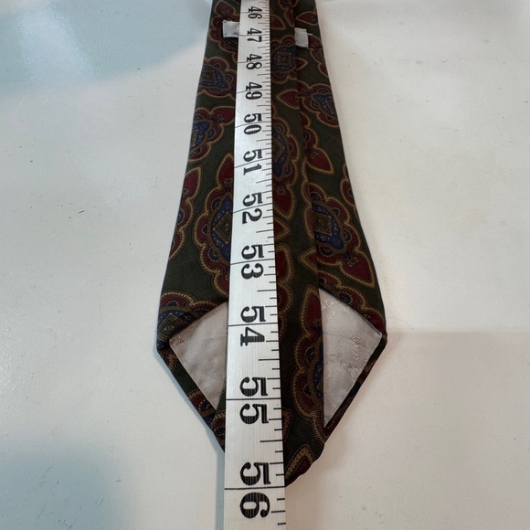 Aquascutum London All Silk Necktie Mens 56" Classic Tie Green Geometric Office - Picture 3 of 6